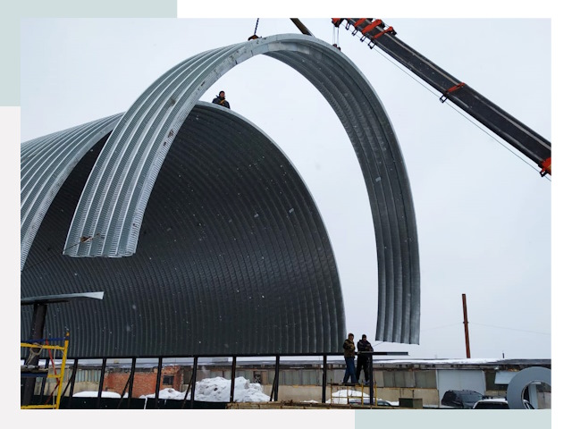 Полукруглые ангары в Щёлкове